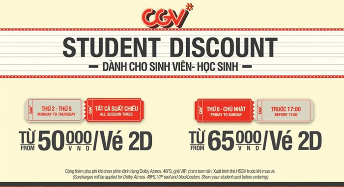 CGV giảm giá cho sinh viên.