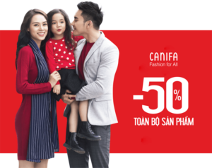 Canifa giảm giá 50% cho toàn bộ sản phẩm.
