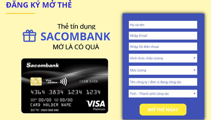 Đăng ký mở thẻ tín dụng Sacombank.