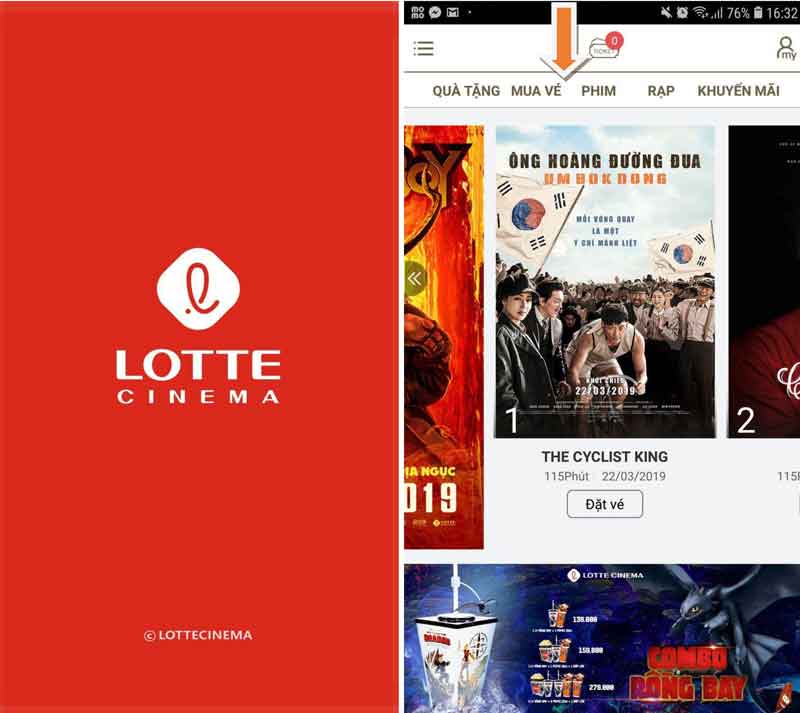 Hướng dẫn mua vé Lotte Cinema App 1