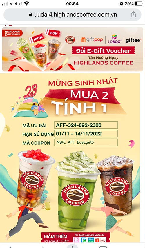 Lấy mã Highland mua 1 tặng 1.