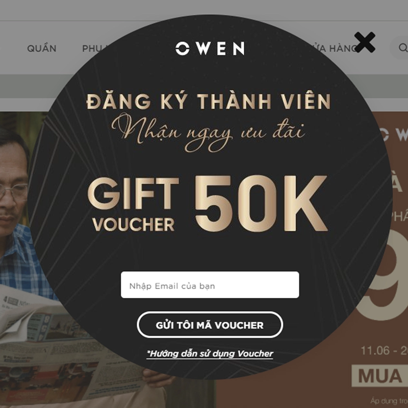 Mã giảm giá Owen giảm 50k khi đăng ký thành viên.