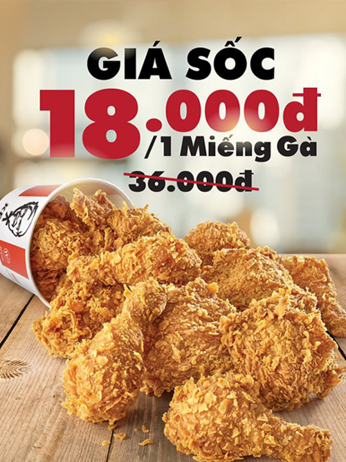 Kfc khuyến mãi 18k/miếng Gà Rán.