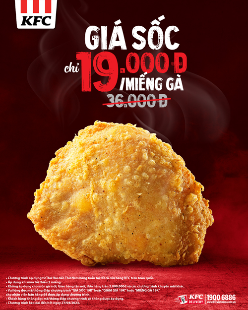 Kfc khuyến mãi 19k / miếng Gà Rán.