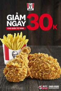 Mã giảm giá Kfc giảm 30k