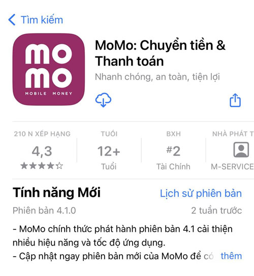 Tải ứng dụng Momo trên App Store