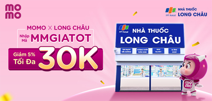 Mã giảm giá Long Châu 30k khi mua online trên MoMo