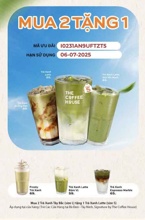 E Voucher The Coffee House mua 2 tặng 1