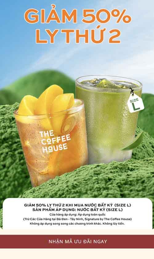 Giảm 50k giá The Coffee House cho ly thứ 2