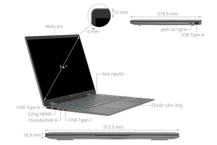 Laptop HP Envy x360 có cổng kết nối đầy đủ