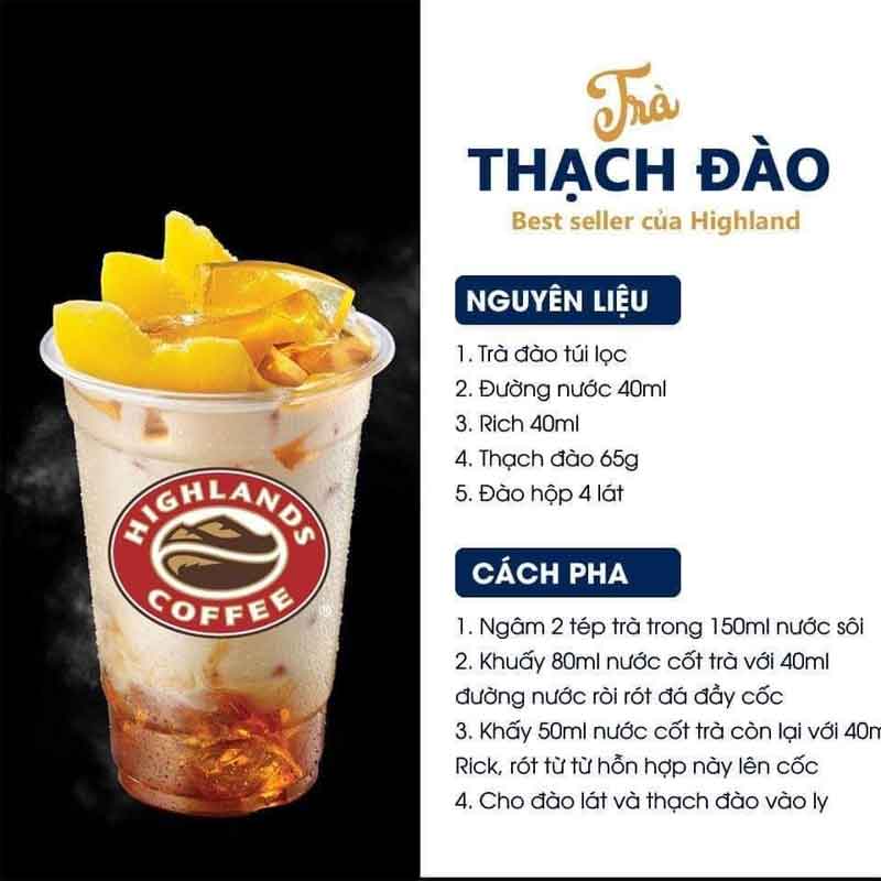 Cách pha trà thạch đào Highland Coffee.
